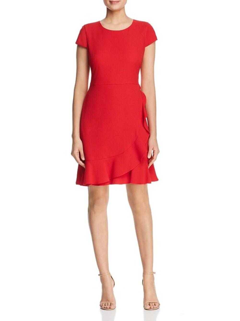 Karl Lagerfeld Paris Women's Ruffled A-Line Dress (Admiral Red, 6)